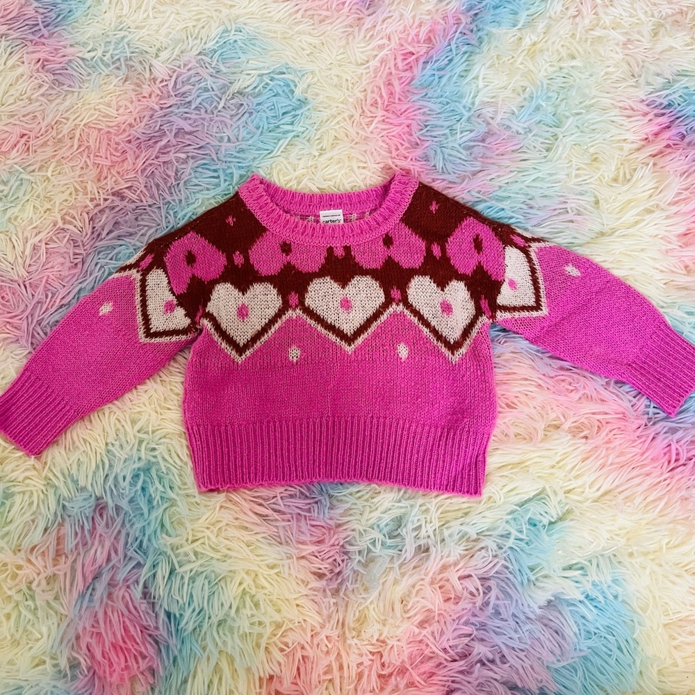 Carter's Pink and Brown Baby Sweater 12 months